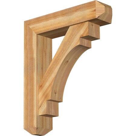 Ekena Millwork Merced Craftsman Rough Sawn Bracket w/ Offset Brace, Western Red Cedar, 8"W x 34"D x 40"H BKT0806X34X40MRC04RWR